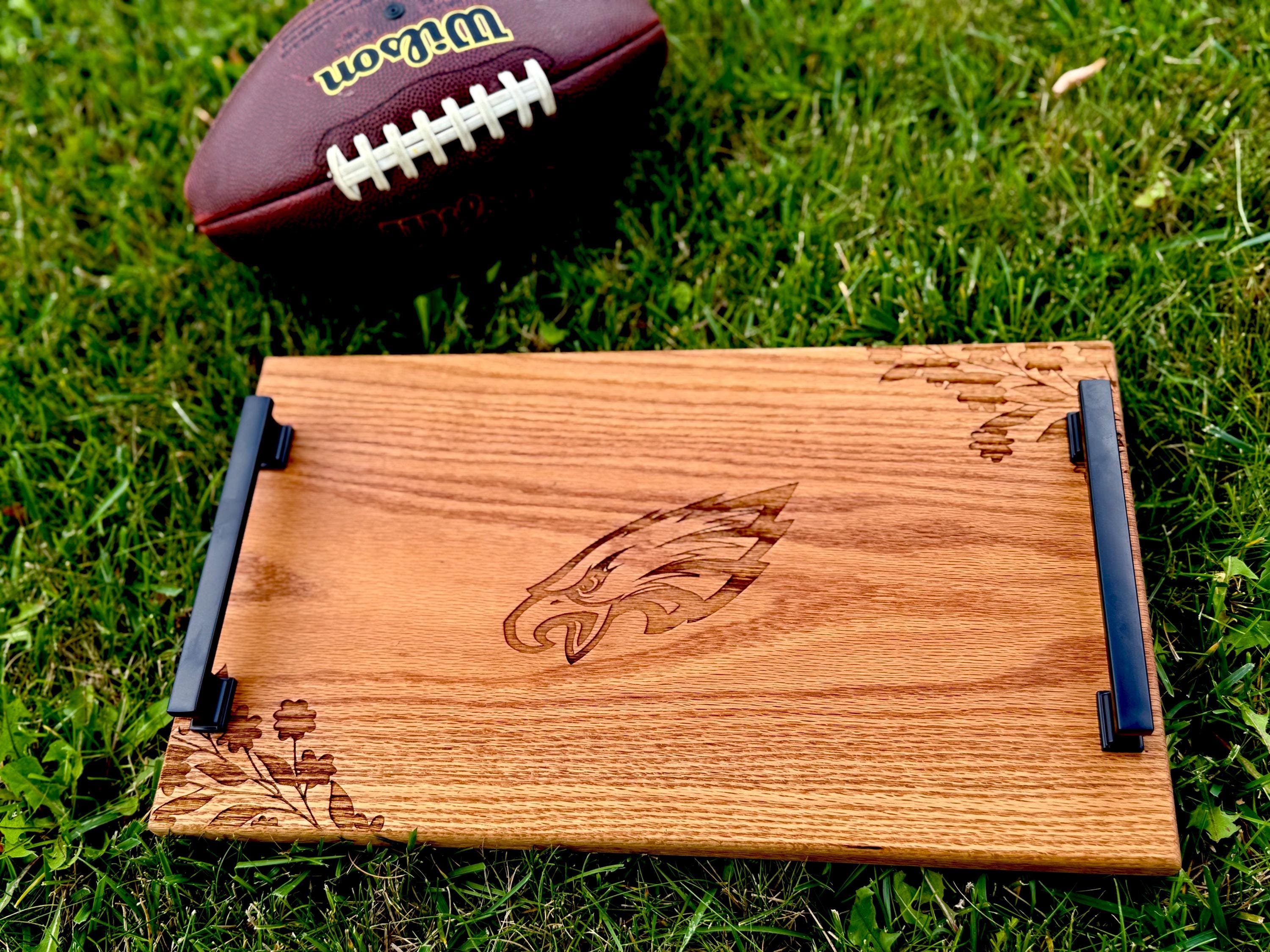 Laser Engraved Football Team Wooden Tray | Red Oak Serving Tray