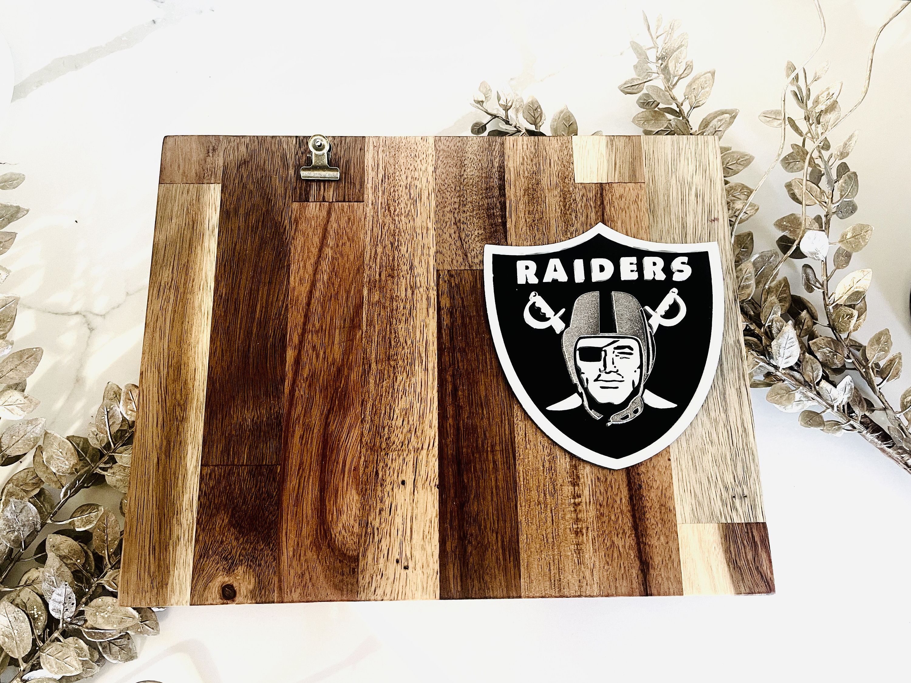 Las Vegas Raiders Photo Frame, Acacia Wood, Football Fan Gift