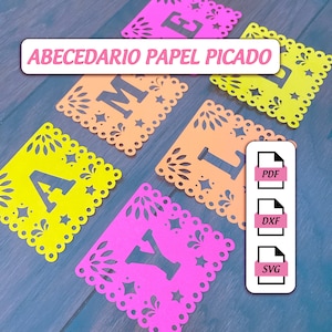 Alphabet perforated paper. Alfabeto de Papel Picado.