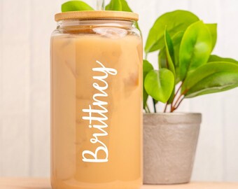 Mama Iced Coffee | Cup Glass Cup with Lid and Straw | Glass Can for Mom | Mother's Day Gift Idea | Birthday New Mom Gift | Personalized gift