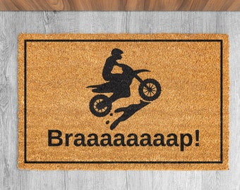 Motocross doormat, welcome mat | dirtbike | dirtbike doormat | funny doormat | braaaaap mat | housewarming gift | garage mat | outdoor mat |