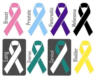 Cancer awareness ribbon decal for cars, windows, laptops, mirrors, water bottles, notebooks, doors