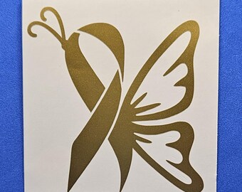 Childhood cancer awareness ribbon or ribbon butterfly vinyl decal