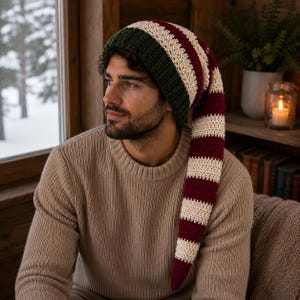 Elf Hat Stocking Cap | Crochet Beanie | Elf Hat | Pixie Hat | Long Tail Beanie | Hand Knit Hat | Fall Beanie | Autumn Hat