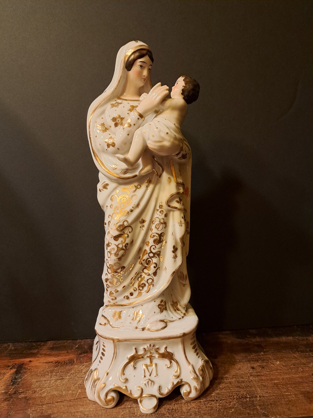 32 Cm Antique Circa 1880 Vieux Paris Maria Madonna With Child Jesus ...
