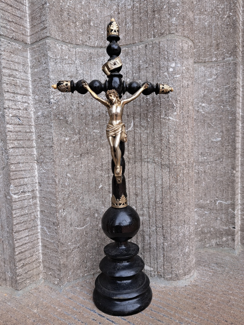 Hars Jezus Figuur Groot Houten Kruis Met Corpus – 54 Cm – Religieus Ornament Voor Aan De Muur – Hars Christus Figuur Kerkelijk Cadeau Geschenk