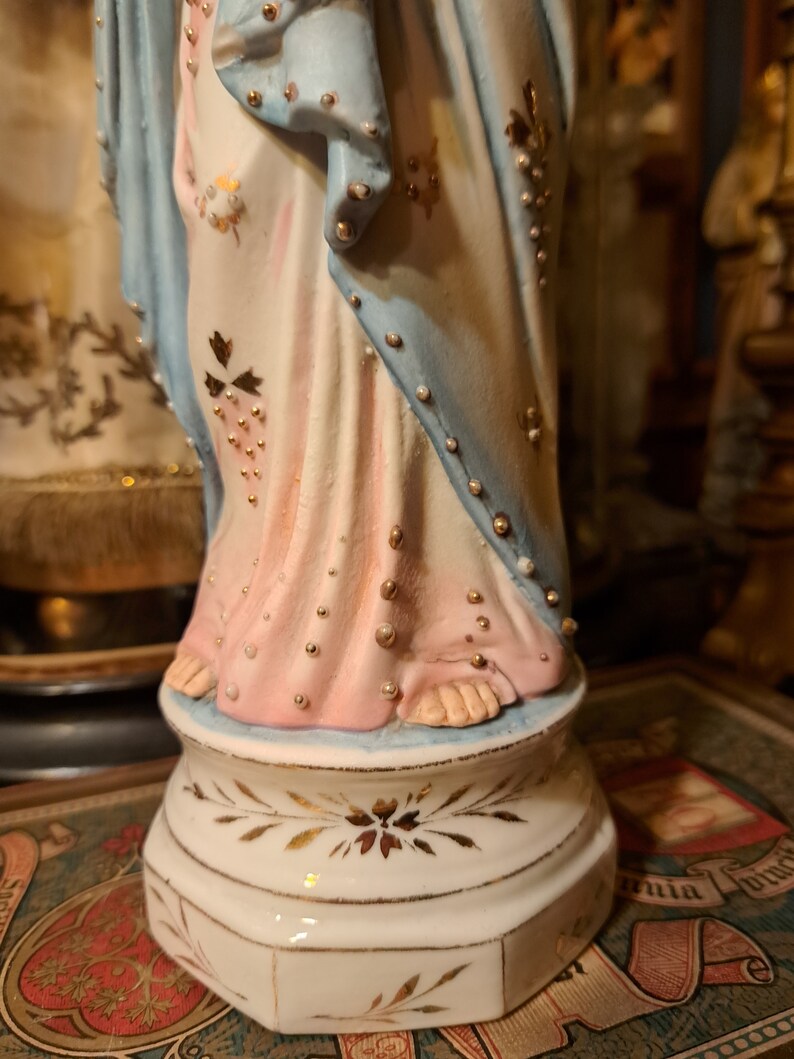 Antique Hand Painted Blue Rose and Gold Paint Porcelain Bisque Etsy