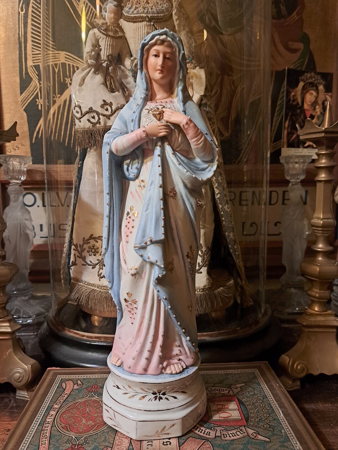 Antique Hand Painted Blue Rose and Gold Paint Porcelain Bisque Etsy