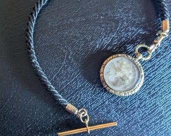 Victorian Mourning Watch Chain Fob with Keepsake