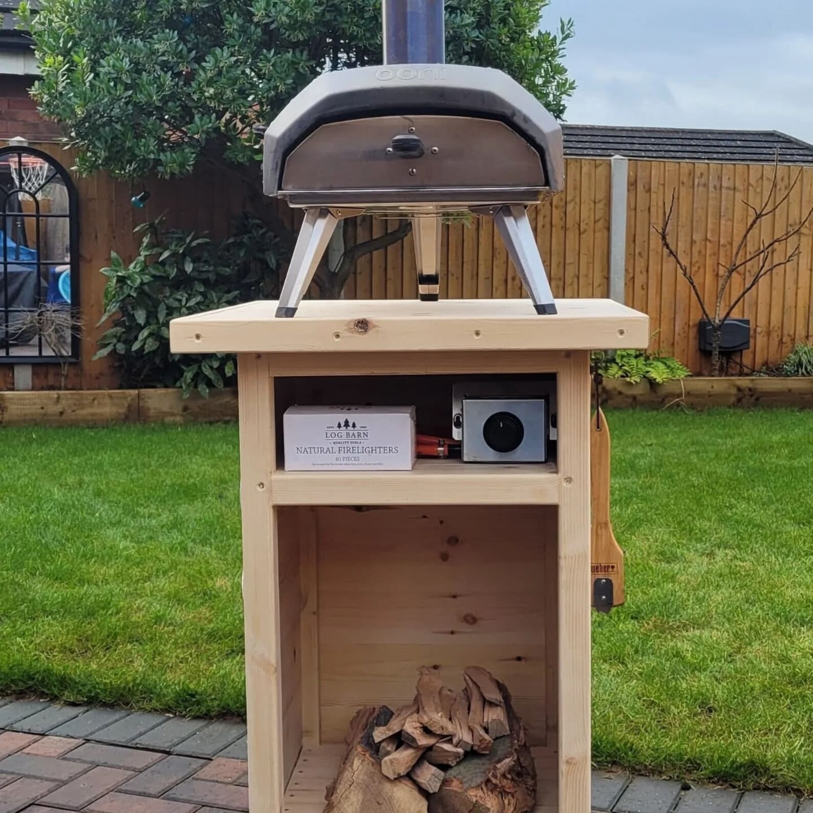 Handmade Portable Pizza Oven Table Scandinavian Redwood Rolling 
