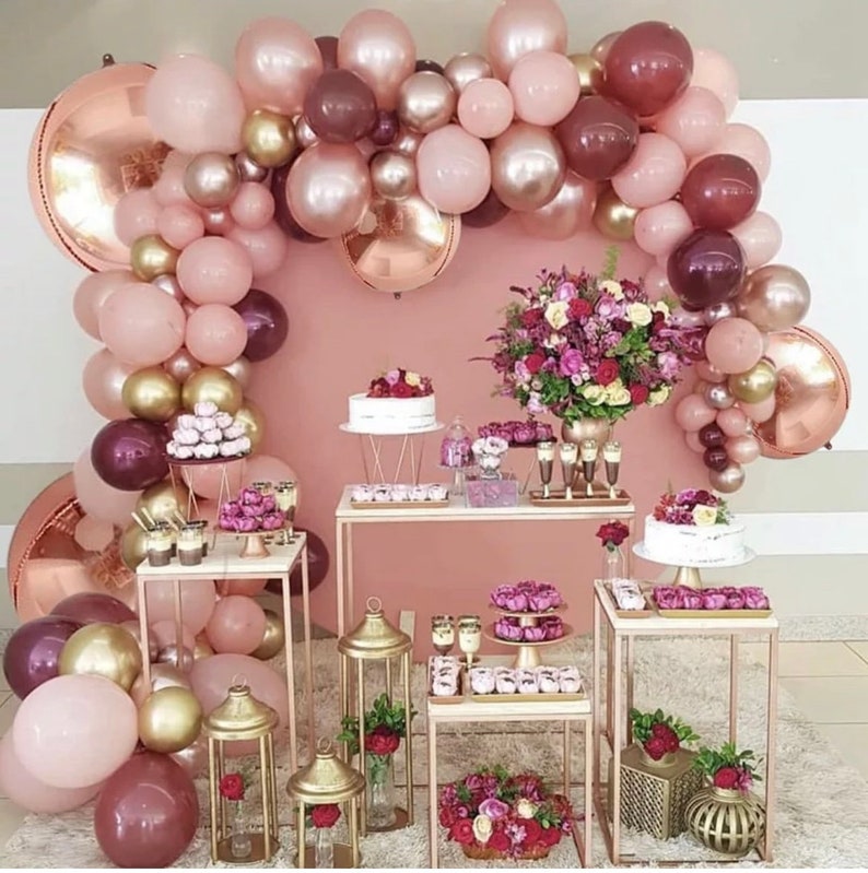 Rose Gold Baby Pink Metal Rose & Gold Balloon Garland Arch - Etsy