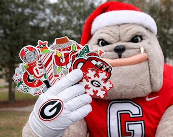 UGA Stickers (20 Pieces) 19 water bottle (2") and 1 large car window decals University of Georgia Bulldogs Christmas Gift for Men and Women