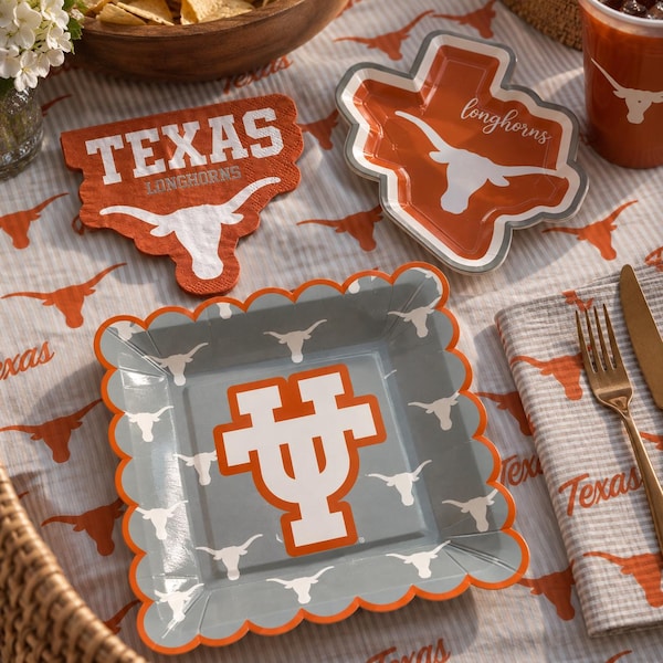 Texas Longhorns Party Supplies, Birthday, Graduation Decorations, Football Game University of Texas Tableware (37 Pieces, Serves 12)
