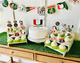 Miami Hurricanes Party Supplies Birthday, UMiami Graduation, Canes Football Game Day Party Decorations (45 Pcs)