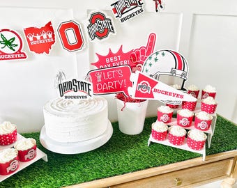 Ohio State Buckeyes Photo Prop Kit 20 Piece Set for OSU Graduation, Birthdays, Football Game Day Party Supplies (Ohio State Buckeyes)