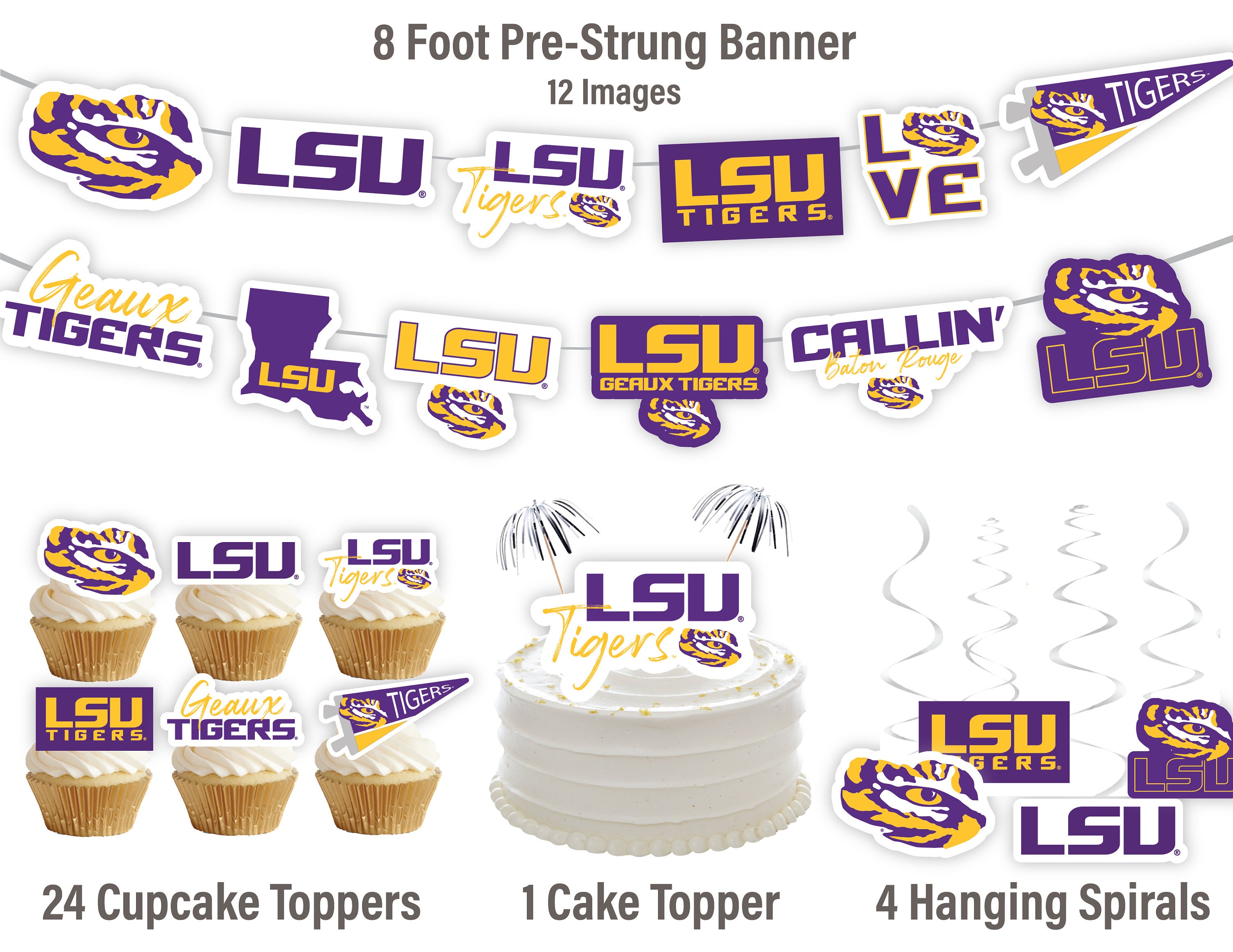 LSU Tigers Party Supplies, Birthday, Graduation Decorations, Football ...