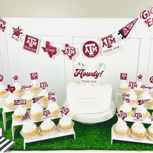 Texas A&M Party Supplies Birthday Party, Texas AM Graduation Decorations, Game Day and TAMU Football Party Decorations (45 Pcs)