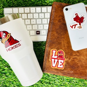 Virginia Tech Stickers: 2 Large 5&quot; for Car,  10 Medium 2&quot; mug decals, 2 Mini VT Hokies Sticker Gift Set (14 Stickers)