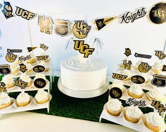 UCF Knights Party Supplies Birthday Party, UCF Golden Knights Graduation Decorations, Birthday, and Football Party Decor (42 Pcs)