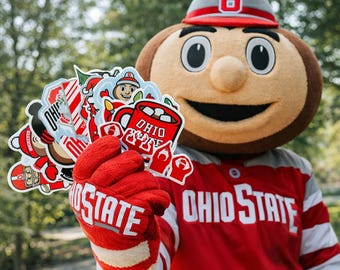 OSU Buckeyes Stickers (20 Pieces) 19 water bottle (2") and 1 large car window decals Ohio State University Christmas Gift for Men and Women