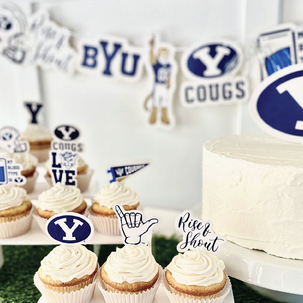 BYU Cougars Party Supplies, Birthday, Graduation Decorations, Football Game Tailgate Brigham Young University Party Decorations (45 Pcs)