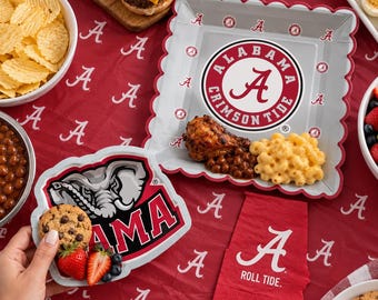 Alabama Crimson Tide Party Supplies, Birthday, Graduation Decorations, Football Game University of Alabama Tableware (37 Pieces, Serves 12)