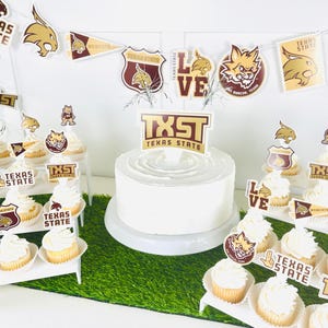 Texas State Party Supplies - TXST Bobcats Birthday, Graduation, Football Game Day Party Decorations (45 Pcs)