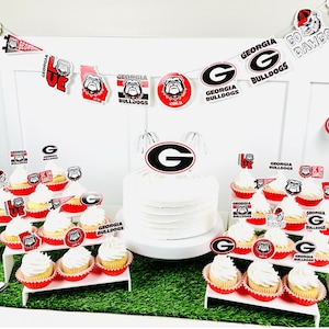 Georgia Bulldogs Party Supplies Birthday Party, University of Georgia Graduation Decorations, Game Day Football Party Decorations (45 Pcs)