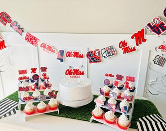 Fournitures de fête Ole Miss pour anniversaire, décorations de remise de diplômes de l'Université du Mississippi, décorations pour les jours de match et les fêtes de football (42 pièces)