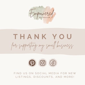 May include: Thank you for supporting my small business. Find us on social media for new listings, discounts, and more!  Pinterest, Instagram, and Facebook icons are displayed.