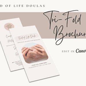 End of Life Doula Tri-fold Brochure | Double Sided | Customizable | Editable Canva Template | Instant Download | Death Doula | Printable