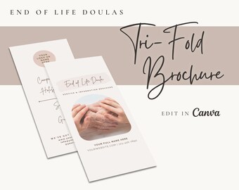 End of Life Doula Tri-fold Brochure | Double Sided | Customizable | Editable Canva Template | Instant Download | Death Doula | Printable