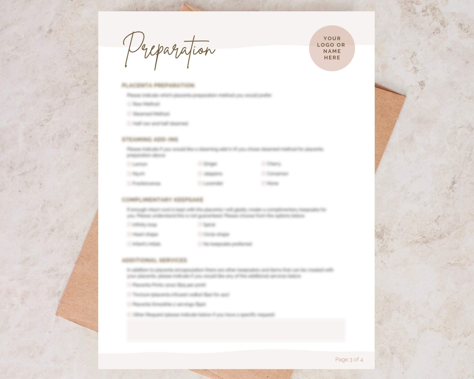 Placenta Encapsulation Contracts and Intake Forms | Invoice and Receipt ...
