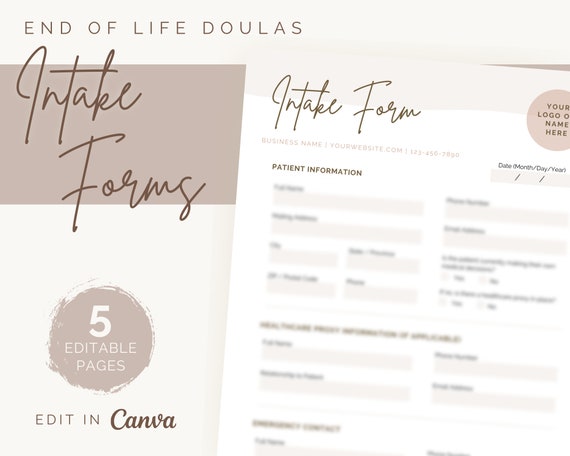 End-of-life Doula Intake Form Editable Template Printable - Etsy