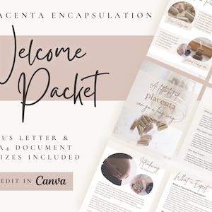 Placenta Encapsulation Information Booklet | Welcome Packet | Canva Template | Customizable | Printable | Minimalist | Lead Generator