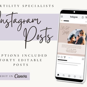 Fruchtbarkeitsspezialisten 40 Instagram Post Vorlagen | Fruchtbarkeit Doula | Bildunterschriften enthalten | Sofort Download | In Canva bearbeiten | Marketing-Tools