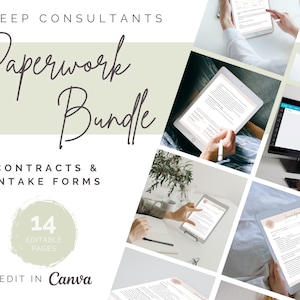 Contratti del consulente del sonno e modulo di assunzione / Fattura e ricevuta / Fascicolo di documenti / Modello modificabile / Nuovi clienti / Servizio e finanza