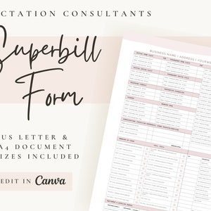 Lactation Consultant Superbill | Client Paperwork | Breastfeeding Counselor | Editable Canva Template | Minimalist Design | Instant Download