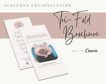 Placenta Encapsulation Trifold Brochure | Placenta Services | Editable Canva Template | Double Sided | Customizable | Printable | Minimalist