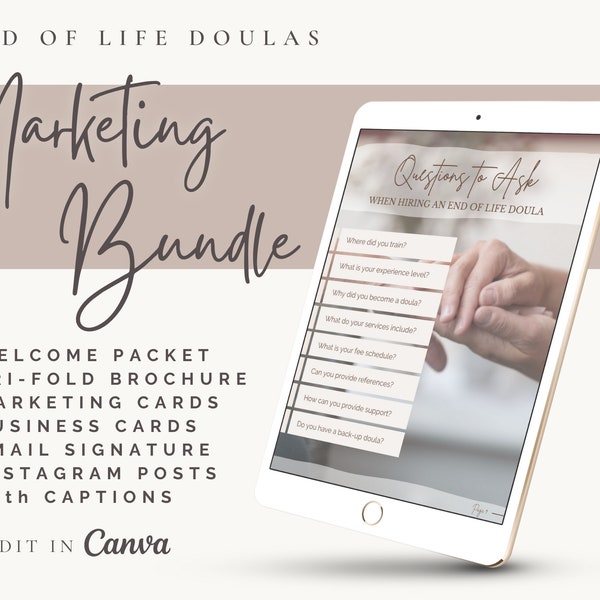 End of Life Doula Marketing Bundle | Welcome Packet | Tri-Fold Brochure | IG Posts with Captions | Business Cards | Digital Download | Death