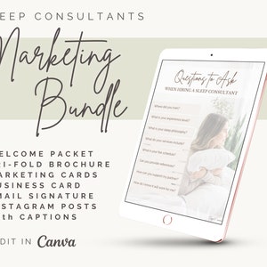 Conseiller en sommeil | Coach de sommeil pour bébé | Pack Marketing | Paquet de bienvenue | Dépliant | Messages IG avec légendes | Cartes de visite