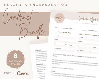 Placenta Encapsulation Contract Bundle | Small Business Essentials | Service & Financial Agreement | Liability Waiver | Media Release Form