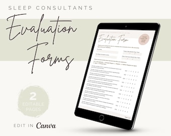 Sleep Consultant Evaluation Form | Editable Canva Template | Printable | Instant Digital Download | Minimalist Design | Customizable