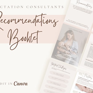 Livret de recommandations de la conseillère en lactation / conseillère en allaitement | Personnalisable | Modèle Canva modifiable | Conception minimaliste