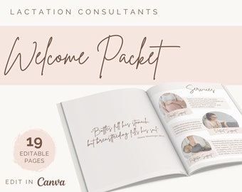 Lactation Consultant / Breastfeeding Counsellor Client Welcome Packet | Customizable | Editable Canva Template | Minimalist Design