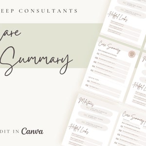 Sleep Consultant Care Summary | Customizable | Editable Canva Template | Minimalist Design | Care Plan | Recommendations | Sleep Coach