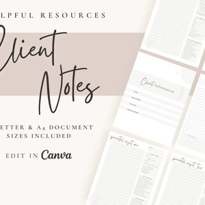 Páginas de notas do cliente | Modelos editáveis do Canva | Design Minimalista | Doulas de Nascimento | Doula de espectro total | Guardião do Nascimento | Imprimível