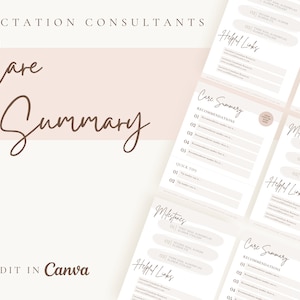 Consulente per l'allattamento / Riepilogo delle cure del consulente per l'allattamento al seno / Modello Canva personalizzabile / modificabile / Design minimalista / Piano di cura