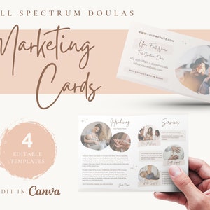 Cartes de marketing et de visite Doula à spectre complet | Double face | Personnalisable | Modèle Canva modifiable | Téléchargement instantané | Imprimable
