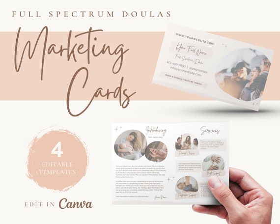 Full Spectrum Doula Marketing & Business Cards | Double Sided | Customizable | Editable Canva Template | Instant Download | Printable